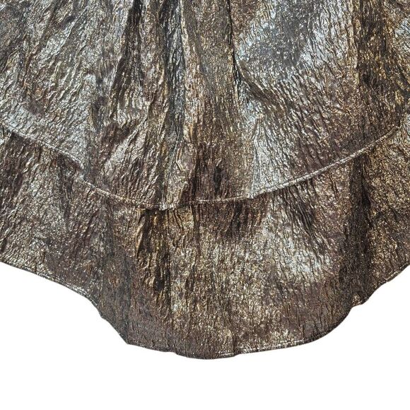 Amylynn Women's Metallic Poly Lined Sara Strapless Brocade Ruffle Mini Dress NEW - Picture 9 of 15